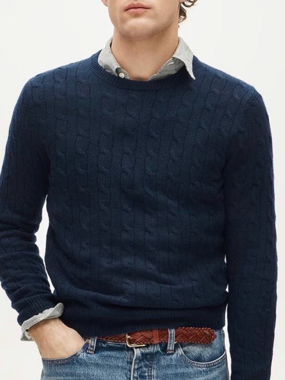 J CREW Men’s Navy WOOL CASHMERE Cableknit Sweater